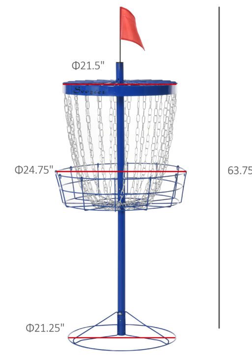 Portable Disc Golf Basket Target with 24-Chain, Travel Bag, Dark Blue