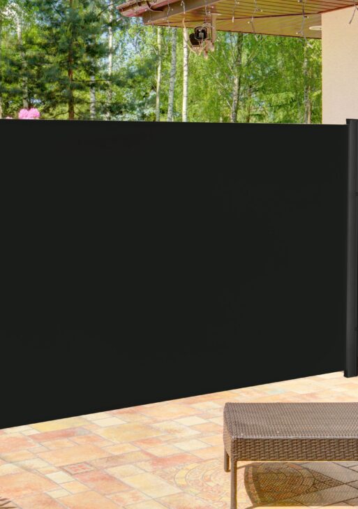 118" x 79" Side Awning, Retractable Privacy Screen & Driveway Guard, Instant Outside Screen, Wall, or Fence, Side Shade and Wind Block for Indoor Outdoor, Garden, Black