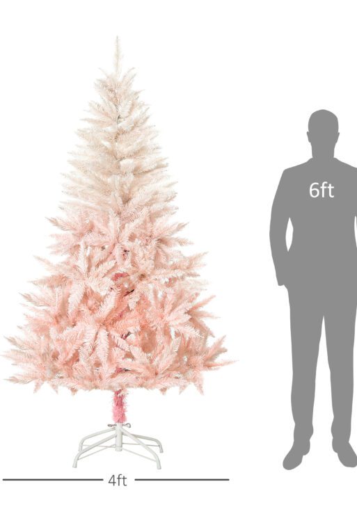 7ft Unlit Spruce Artificial Christmas Tree with Realistic Branches and 1000 Tips, Pink