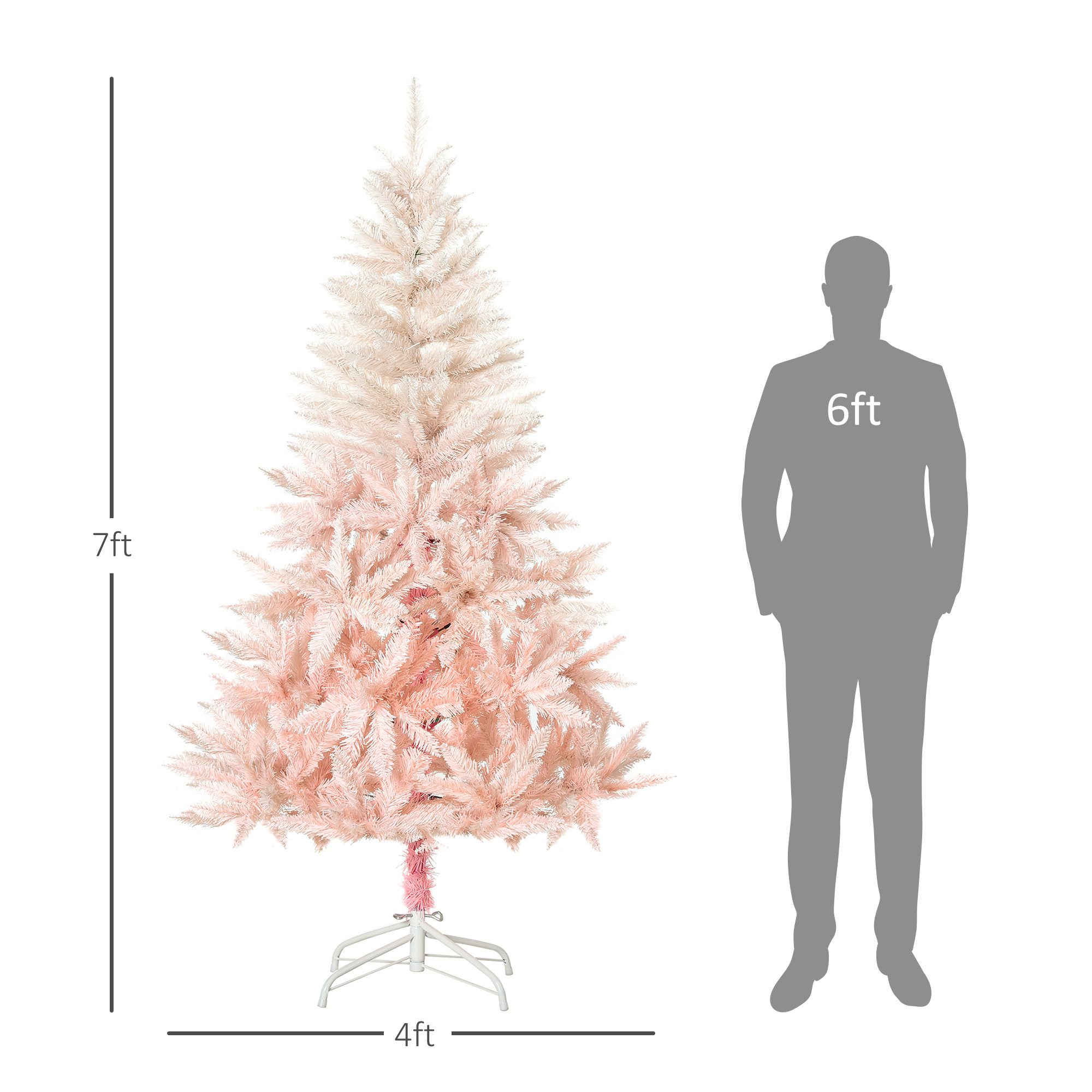 7ft Unlit Spruce Artificial Christmas Tree with Realistic Branches and 1000 Tips, Pink - Image 1