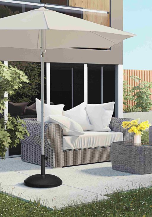 20" 55 lbs Round Cement Umbrella Base Stand Market Parasol Holder with Tightening Knob & Easy Setup, for Φ1.3", Φ1.5", Φ1.9" Pole, for Lawn, Deck, Backyard, Garden, Black