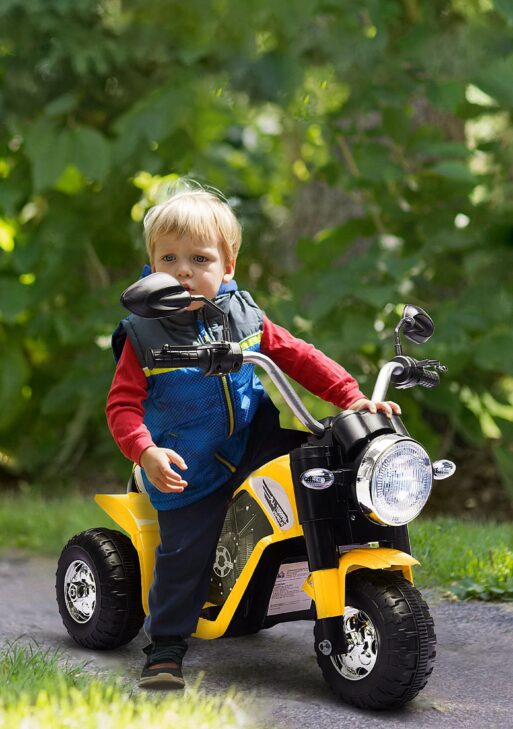 Electric Motorcycle for Kids, 6V Battery Powered Ride-On Dirt Bike 3-Wheels Motorbike with Horn Headlights Realistic Sounds Speed for 18 - 36 Months Yellow