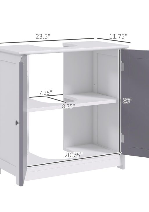 Bathroom Vanities, Bathroom Sink Cabinets with U-Shape Cut-Out and Adjustable Internal Shelf, White and Gray