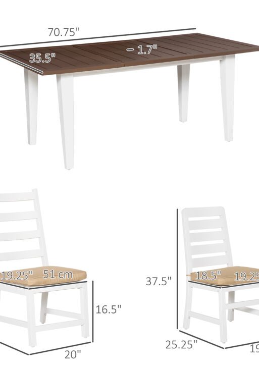 Patio Dining Set for 6, Outdoor Furniture Set with a Table & Chairs, Cushions, Umbrella Hole for Garden, Backyard, or Poolside, Beige