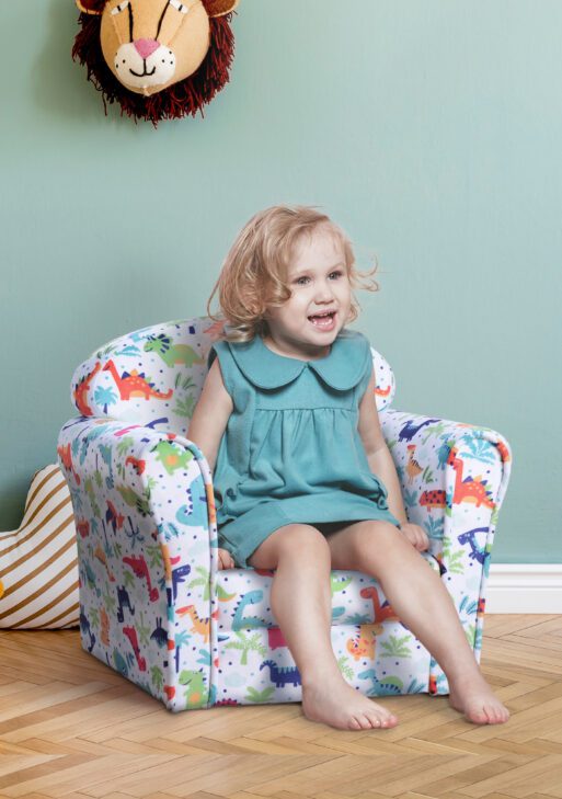 Qaba Kid's Sofa Armchair with Dinosaur Design and Thick Padding