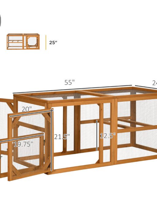 55" Wooden Chicken Coop Add-on Expansion, Mini Chicken Coop Outdoor Chicken Run Hen House with Combinable Design