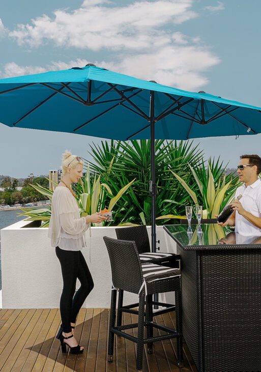 Patio Umbrella 15ft Double-Sided Outdoor Market Extra Large Umbrella with Crank Handle for Deck, Lawn, Backyard and Pool, Blue