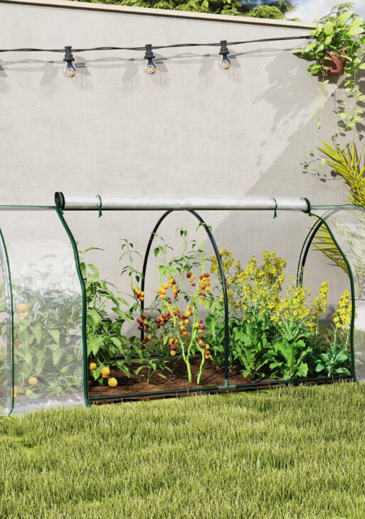 7' L x 3' W x 2.5' H Portable Tunnel Greenhouse for Outdoor Garden Hot House with 4 Zippered Doors, PVC Cover