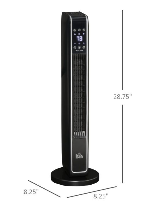 2-In-1 Portable Electric Tower Heater, Oscillating Space Heater for Indoor Use with Remote Control, 8H Timer, Three Heating Modes(High, Low, Fan), 750W / 1500W, Black