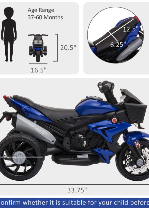 6V Kids Motorcycle Toddler Ride-on Toy, High-Traction Battery-Operated Mini Electric Motorbike with Forward/Reverse Switch, Music, Headlights, Horn, Blue