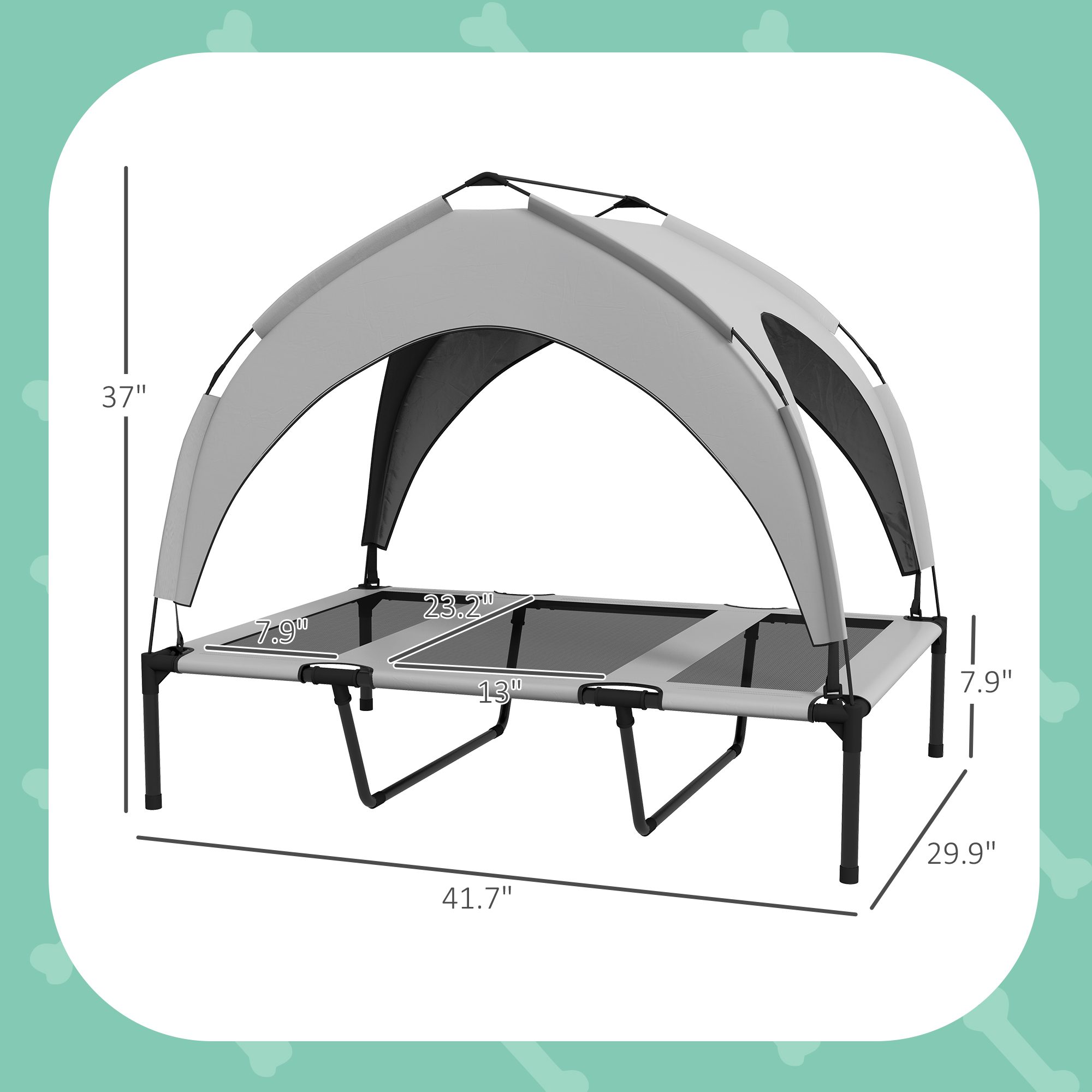 Elevated Dog Bed with Canopy, Raised Outdoor Pet Bed for Camping with Washable Breathable Mesh, 42" x 30" x 37" - Image 1