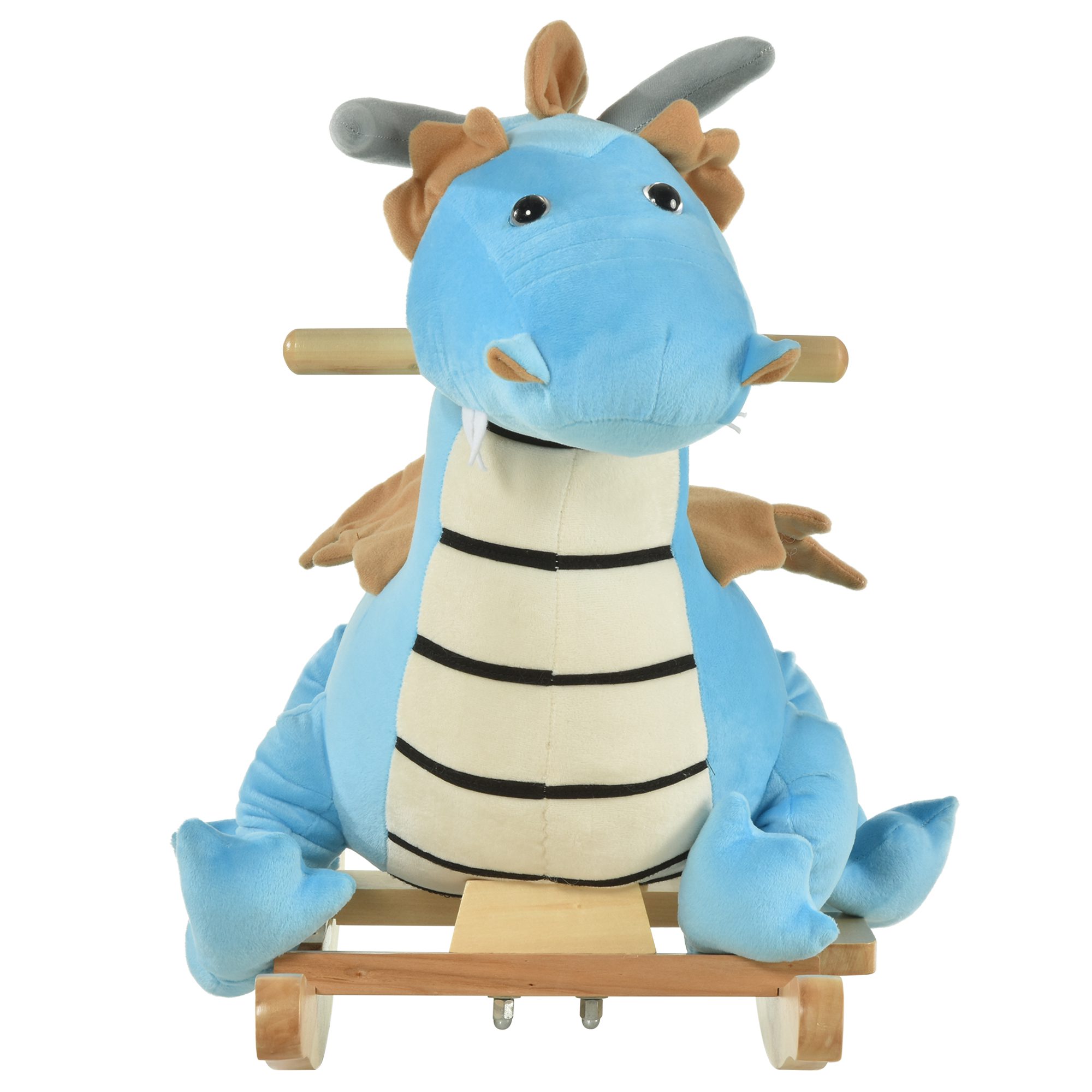 Kids Plush Ride-On Rocking Horse Toy Dinosaur Ride Rocking Chair with Realistic Sounds for18-36 Months, Blue - Image 6