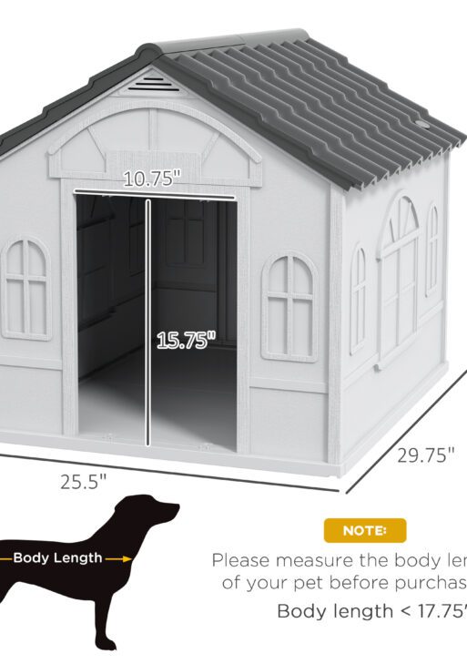 Pet House Water Resistant Puppy Shelter with Door for Indoor Outdoor, Easy to Assemble, for Small/Medium Dogs, Gray
