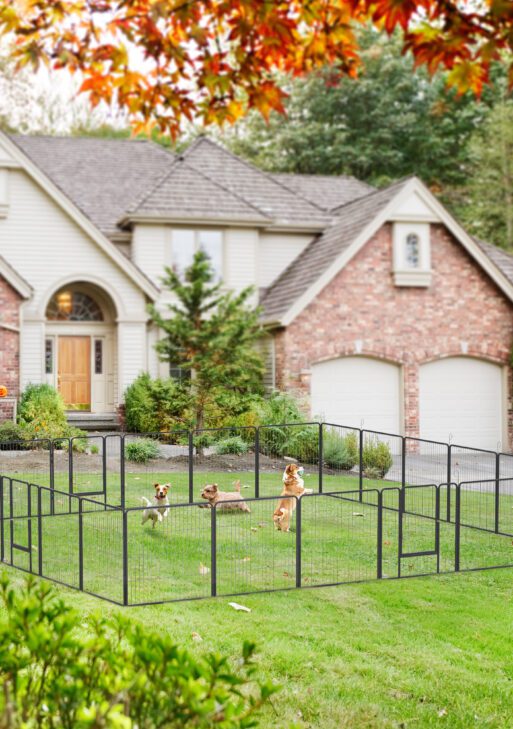 24 Panel Dog Playpen for Small and Medium Dogs with Lockable Door, 15.7' x 15.7' x 2.6'