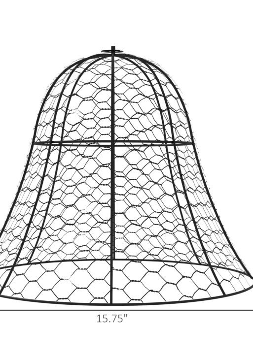 6 Pack Garden Cloches for Plants, 16" x 13" Metal Crop Cage, Plant Cages to Keep Animals Out, Black