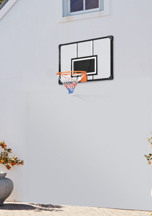 Wall Mounted Basketball Hoop with 45" x 29" Shatter Proof Backboard, Durable Rim and All-Weather Net for Indoor and Outdoor Use