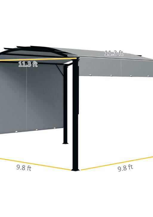 11' x 11' Outdoor Retractable Pergola with Canopy for Backyard, Gray