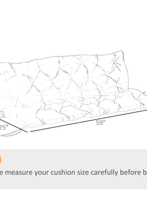 59" x 38" Tufted Bench Cushion for Outdoor Furniture, 3-Seater Replacement for Swing Chair, Patio Sofa/Couch, Khaki