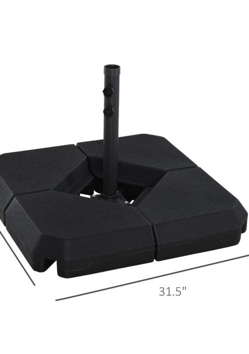 Umbrella Stand Fitting 2" Poles and Steel Base with 4 Fillable Plastic Weights, 4 Gal. Capacity Each - Black