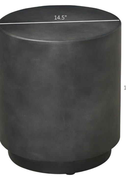 Lightweight Accent Table with Concrete Finish Round Side Table, Dark Gray