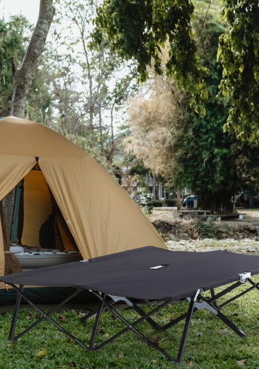 2 Person Folding Camping Cot for Adults, 50" Extra Wide Outdoor Portable Sleeping Cot with Carry Bag, Elevated Camping Bed, Beach Hiking, Black