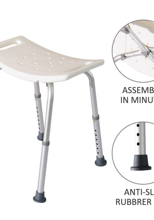 Rectangular Height Adjustable Mobility Medical Grade Stabilized Shower Seat Bath Stool