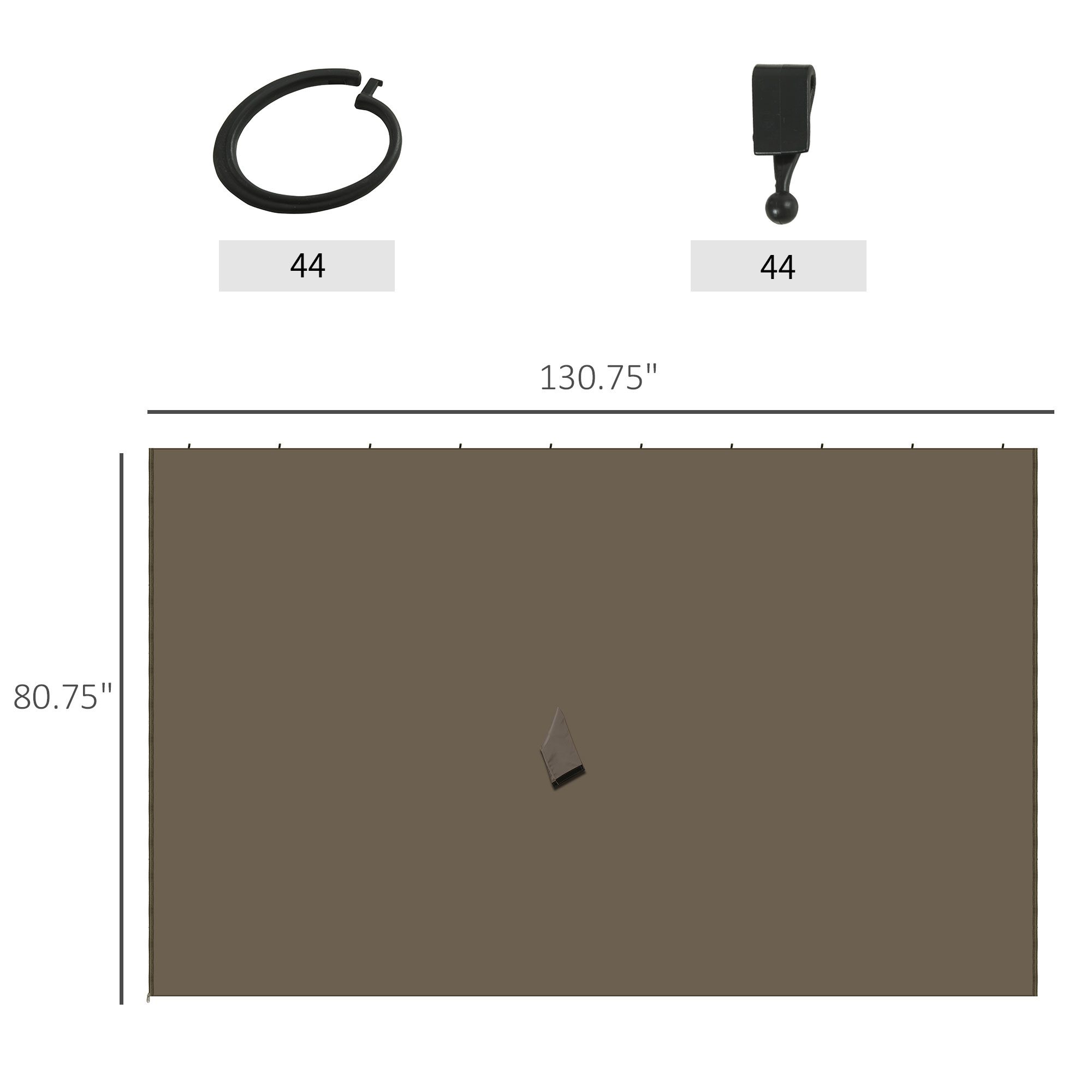 9.84' x 11.8' Gazebo Sidewall Set with Hooks/C-Rings, Brown - Image 1