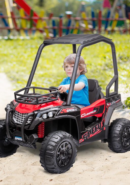12V Kids UTV with Music, Lights, MP3/USB, Suspension System, Remote Control, Red