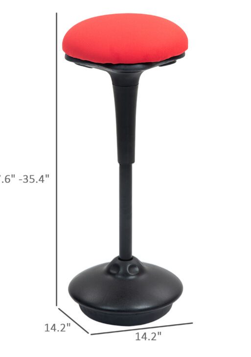 Backless Wobble Chair, Adjustable Active Ergonomic Stool Chair, with Rocking Motion, Padded, Red