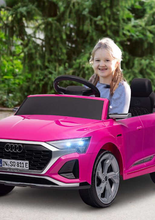 Audi Q8 e-tron Sportback Licensed 12V Battery Powered Kids Electric Car w/ Spring Suspension, Soft Start, Pink