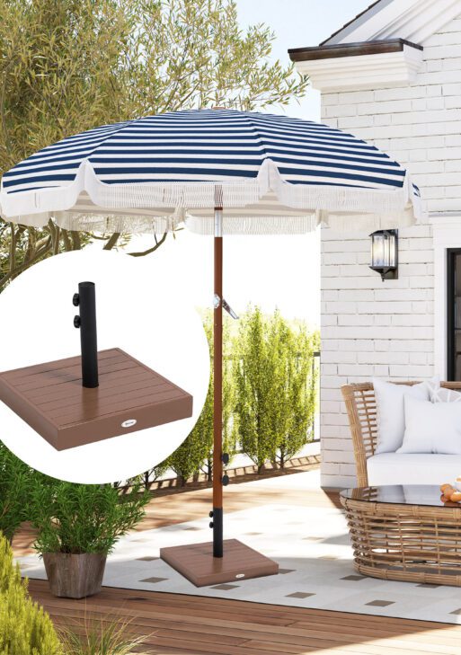 Patio Umbrella Base, 42 lbs. Concrete Heavy Duty Umbrella Base for 1.25/1.5" Poles, Coffee