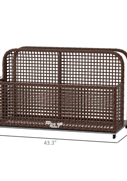 Pool Float Storage, Pool Caddy, with Wheels, 43.25" L x 22.5" W x 28" H, Brown