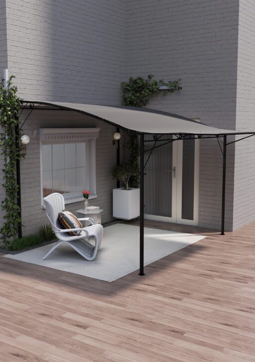 10' x 8' Outdoor Pergola and Patio Gazebo for Garden, Camper, Deck, Doors and Windows, Brown