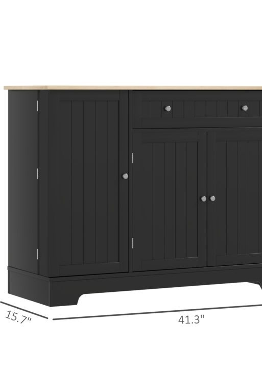 Modern Sideboard Cabinet, 41" Kitchen Buffet Cabinet with Drawer, Adjustable Shelf, 3 Doors for Dining Room, Black