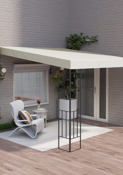 10' x 10' Outdoor Pergola Canopy, Metal Patio Canopy with Drainage Holes for Backyard, Garden, Cream White