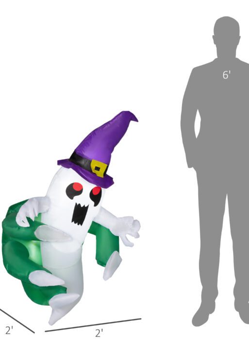 3.9ft Inflatable Halloween Window Sticker Ghost, Blow Up LED Display for Garden Indoor Outdoor