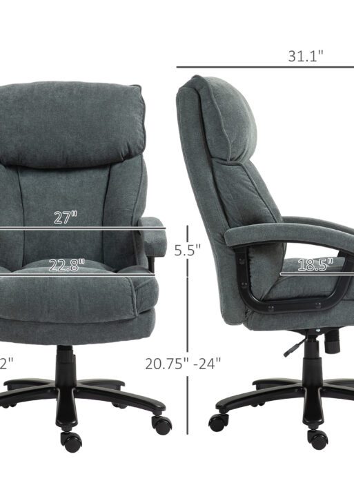 Big and Tall Executive Office Chair, Up to 450 lbs. Heavy Duty Desk Chair, Computer Chair for Heavy People, Gray