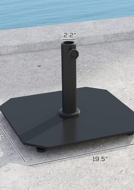 Square Patio Umbrella Base, 41 lbs Metal Umbrella Stand Base with Adjustable Foot Pads, Heavy Duty Patio Umbrella Holder for 1.3"/1.5"/1.9" Umbrella Poles for Outdoor, Lawn, Poolside, Black