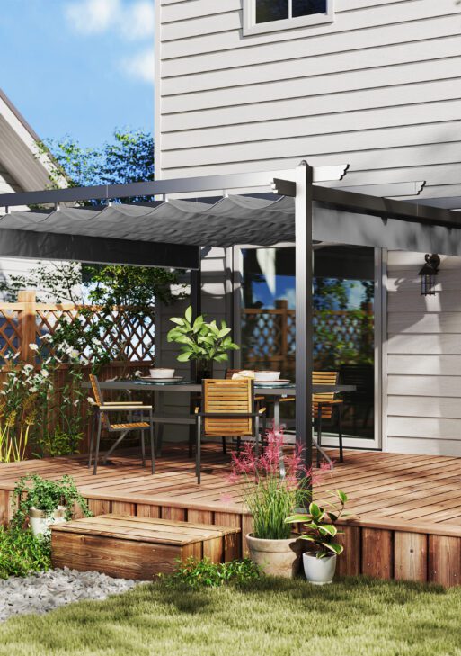 13' x 13' Aluminum Retractable Pergola Canopy, Outdoor Pergola for Garden, Patio, Backyard, Deck, Gray