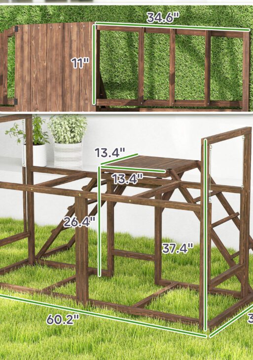Chicken Activity Play Set with Multiple Chicken Perches, Swing, Ladder, Platform for 3-4 Chickens, Coffee