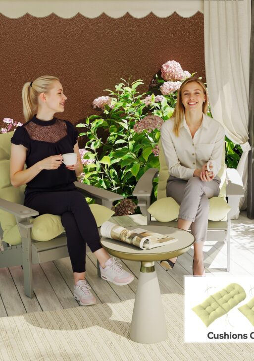 Adirondack Chair Cushions Set of 2, Tufted High Back Patio Non-Slip Cushions for Adirondack Chairs, Beige