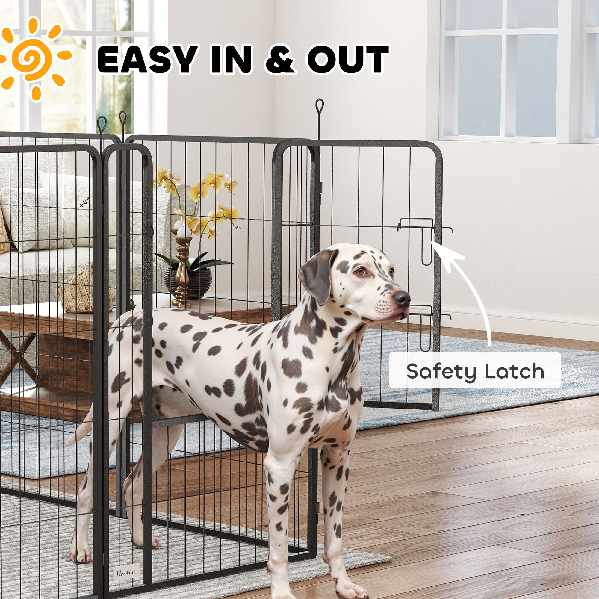 39 Inch Exercise Pen, Heavy Duty Dog Playpen, 8 Panel Metal Pet Fence for Medium and Large Dogs, Black - Image 3