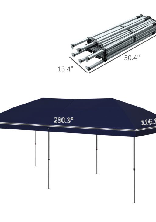10' x 19' Pop Up Canopy with Easy Up Steel Frame, 3-Level Height Adjustable Event Party Tent with Carrying Bag
