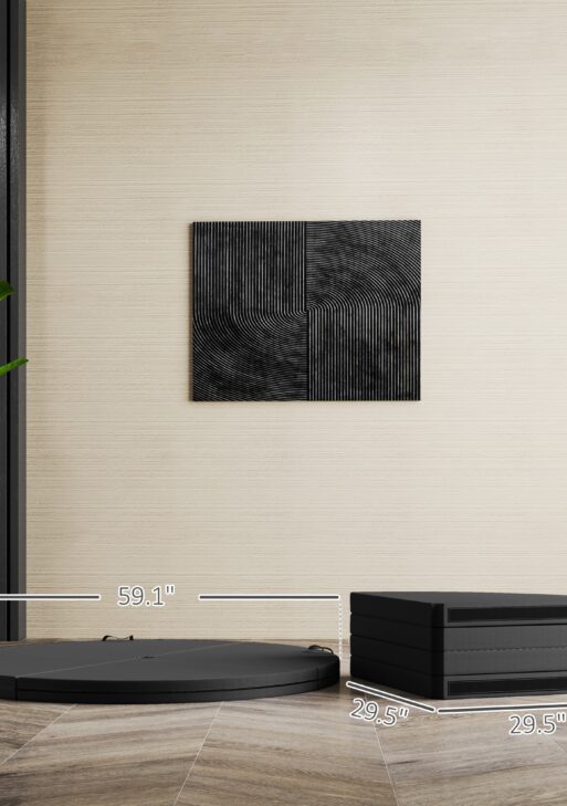 Foldable Crash Mat, Pole Padding with Carrying Handles and EPE Foam for Dance Training and Exercise, Black