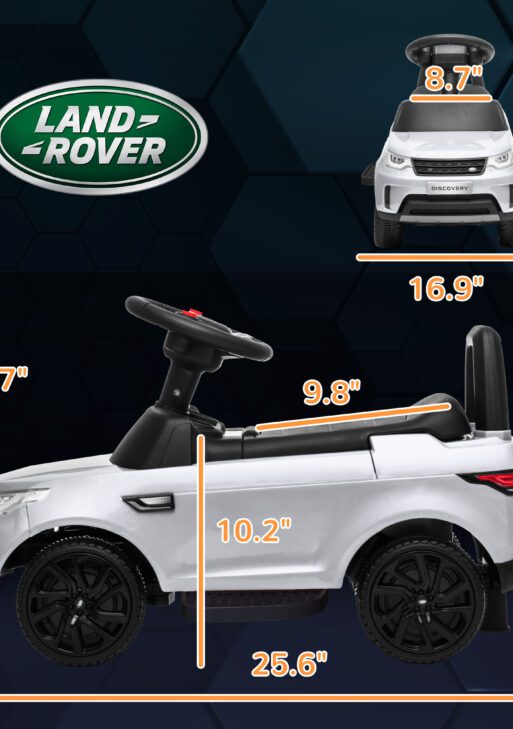 2 in 1 Land Rover Licensed 6V Ride on Car Sliding Car Battery Powered Electric Car w/ Headlights Music Horn, White
