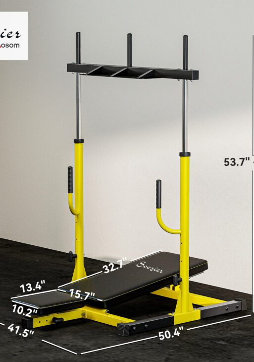 Vertical Leg Press Machine with Adjustable Leg, Back, and Head Positions, 1" Standard Plate Compatible, Yellow