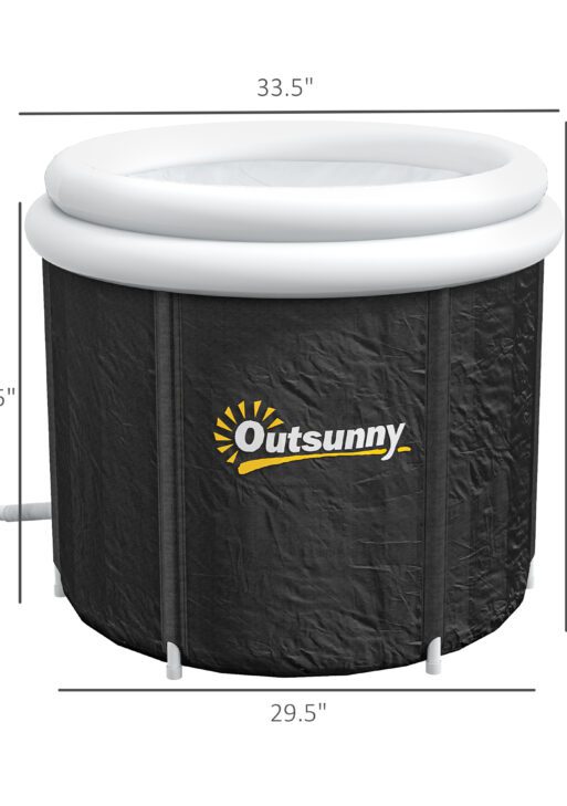 Cold Plunge Tub, Portable Ice Bath Cold Water Therapy Tub with Thermo Lid, for Athletes Recovery, Black