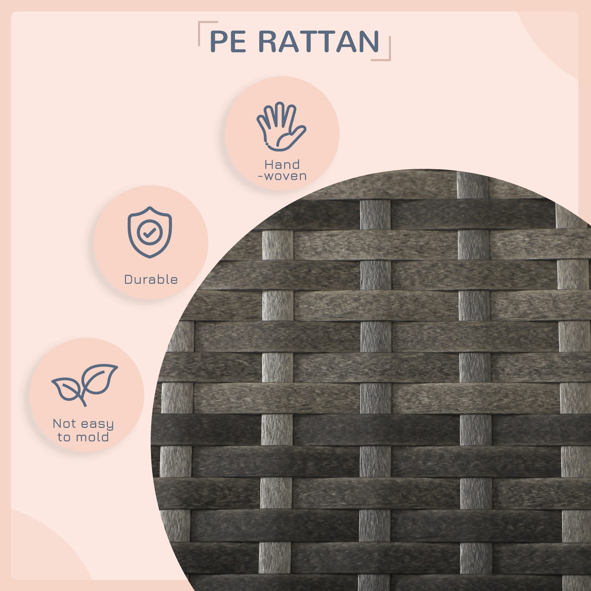 Outdoor Dog Bed with Canopy, Rattan Dog Bed with Soft Cushion Removable Cover for Medium and Large Dogs, Dark Gray - Image 3