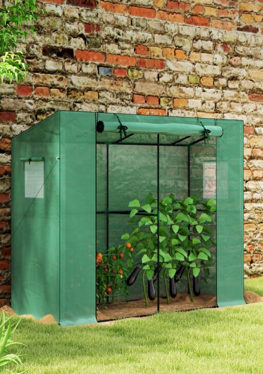 Walk-in Portable Greenhouse Small Greenhouse for Outdoors with UV-resistant PE Cover, 6.6' x 2.5' x 5.6' Green