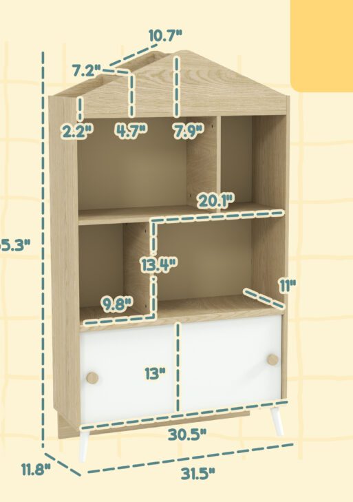 4-Cubby Children's Toy Shelf, Kids Bookshelf and Toy Storage for Playroom, Children's Room, Living Room,